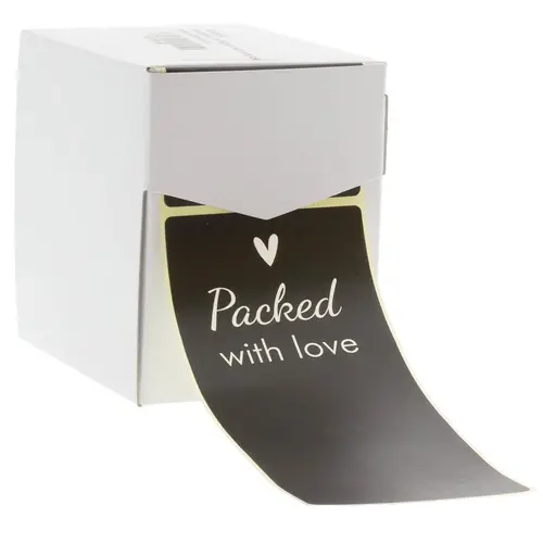 Cupcakedozen.nl Seal sticker - Packed with love in black (100 piece sticker roll)