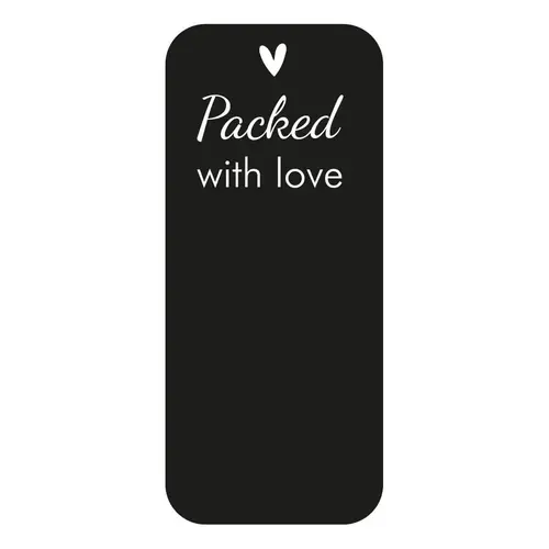 Cupcakedozen.nl Seal sticker - Packed with love in black (100 piece sticker roll)