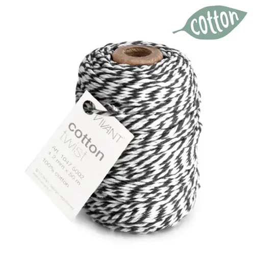 Vivant Cotton cord black/white (50m/Ø2mm)
