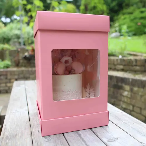 OLBAA Tall cake box rose pink - 20 x 36 cm / 8 x 14"