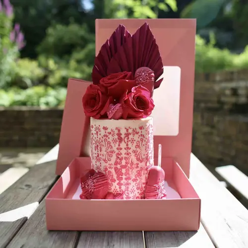 OLBAA Tall cake box rose pink - 20 x 36 cm / 8 x 14"