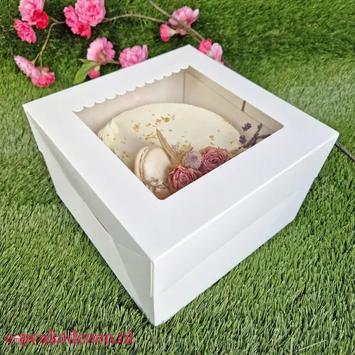 Cupcakedozen.nl Taartdoos - 23 x 23 x 15 cm + winkelluifel venster (25 stuks)