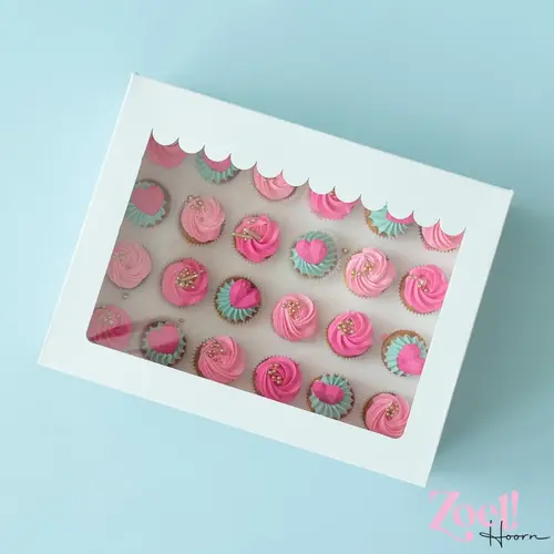 Cupcakedozen.nl Doos voor 24 minicupcakes + winkelluifel venster (25 stuks)