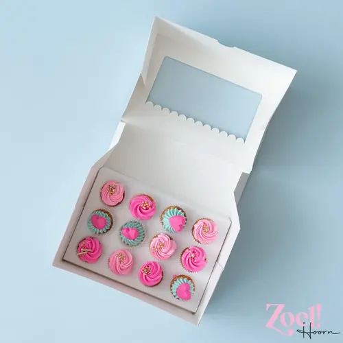 Cupcakedozen.nl Doos voor 12 minicupcakes + winkelluifel venster (25 stuks)