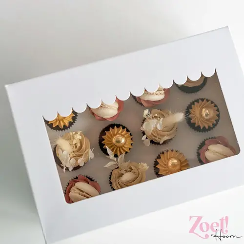 Cupcakedozen.nl Doos voor 12 minicupcakes + winkelluifel venster (25 stuks)