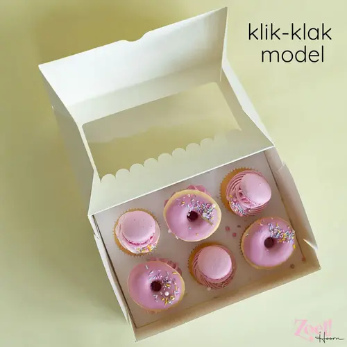 Cupcakedozen.nl Doos voor 6 cupcakes + winkelluifel venster (10 stuks)