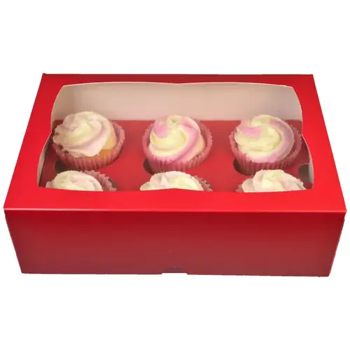 Red box for 6 cupcakes (25 pieces)