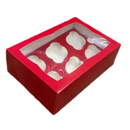 Red box for 6 cupcakes (25 pieces)