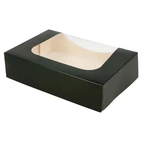 Zwarte doos voor 2 donuts - 20 x 12 x 4,5 cm (per 50 stuks)