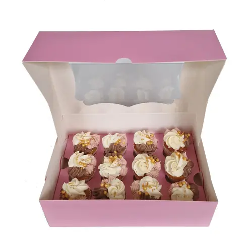 Cupcakedozen.nl Rosa Box für 12 Mini-cupcakes mit elegantem Fenster (25 Stück)