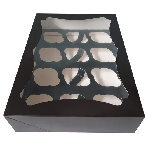 Cupcakedozen.nl Black box for 12 cupcakes with elegant window (25 pieces)