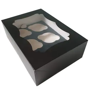 Cupcakedozen.nl Elegante schwarze Box für 6 Cupcakes (25 Stück)