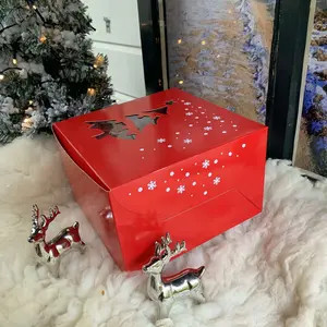Cupcakedozen.nl Weihnachtliche Tortenbox mit Fenster - 20x20x13 (10 Stück)