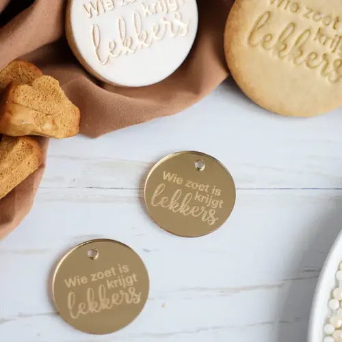 Koekatelier Schildjes goud - Wie zoet is krijgt lekkers (5 st.)