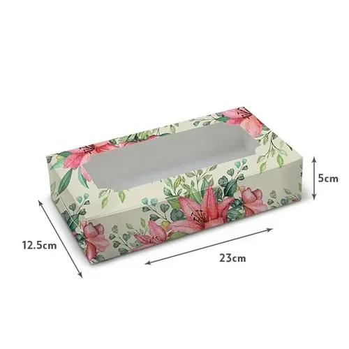 Cupcakedozen.nl Vintage lily sweetsbox - 23 x 12,5 x 5 cm (per 10 pieces)