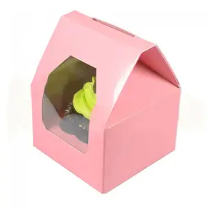 Pink "rooftop" box for 1 cupcake (25 pcs.)