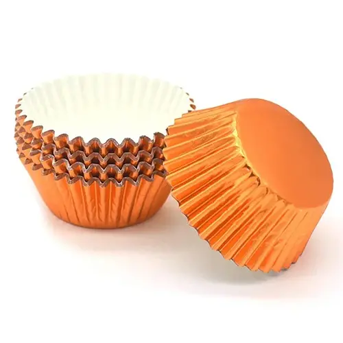 Metallic baking cups - oranje (500 stuks)