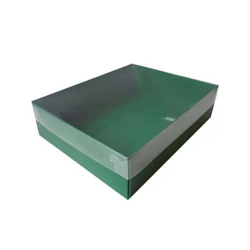 Cupcakedozen.nl Green sweet box with clear lid - 25 x 20 x 7 cm (per 50 pieces)