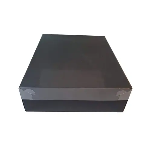 Cupcakedozen.nl Black sweet box with clear lid - 25 x 20 x 7 cm