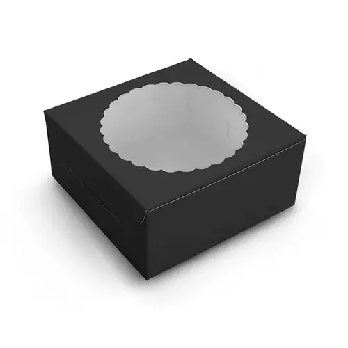 Cupcakedozen.nl Black window cake box - 203 x 203 x 127 mm (per 10 pieces)