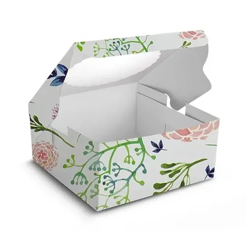 Cupcakedozen.nl Floral window cake box - 203 x 203 x 127 mm (per 10 pieces)