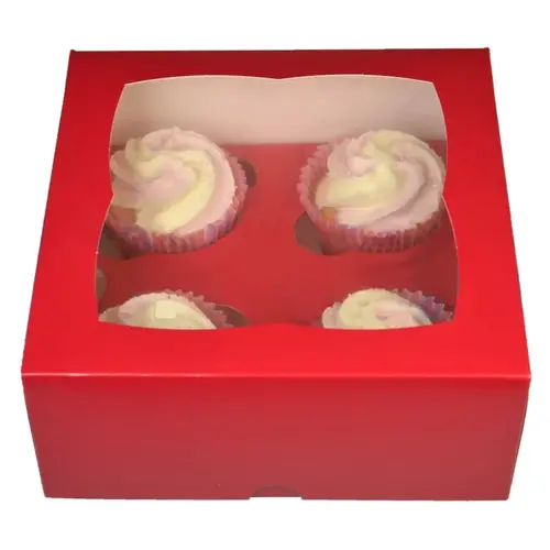 Red box for 4 cupcakes (25 pieces)