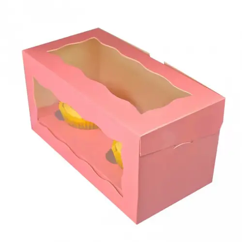 Pink box for 2 cupcakes (25 pieces)