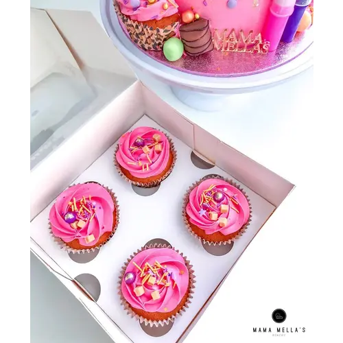 Witte hoge doos voor 4 cupcakes (per 25 stuks)