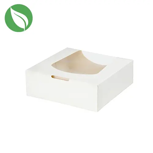 biodegradable white box for 1 donut, brownies, macarons, chocolates, etc. (per 250 pieces)