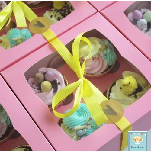 Rosa Box für 4 Cupcakes (pro 25 Stück)