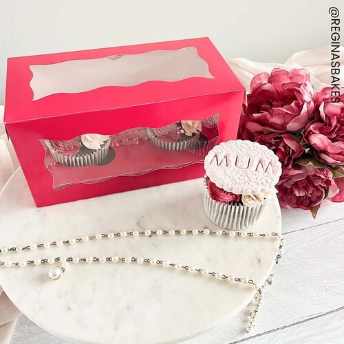 Red box for 2 cupcakes (25 pieces)