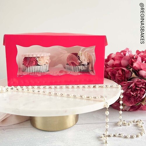 Red box for 2 cupcakes (25 pieces)