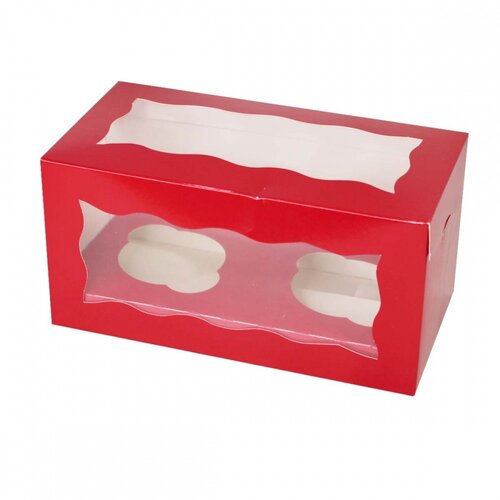 Red box for 2 cupcakes (25 pieces)