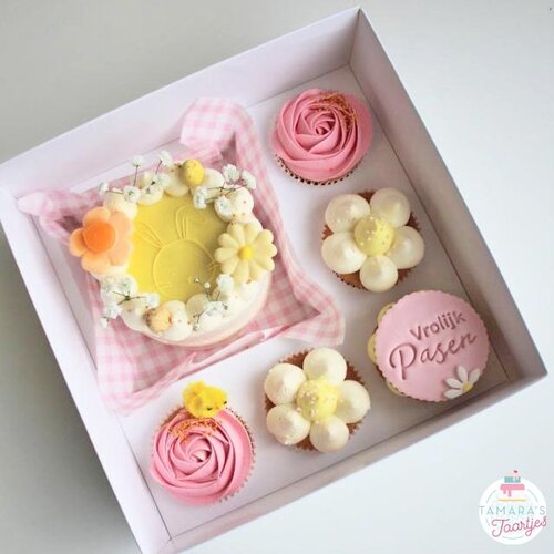 Cupcakedozen.nl Bento combinatie box met 5 cupcakes en transparant deksel (10 stuks)