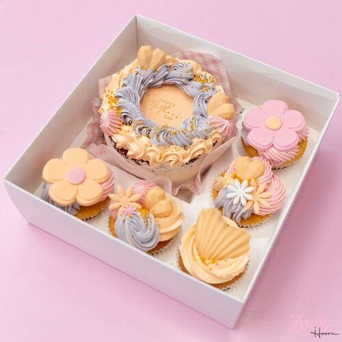 Cupcakedozen.nl Bento combinatie box met 5 cupcakes en transparant deksel (10 stuks)