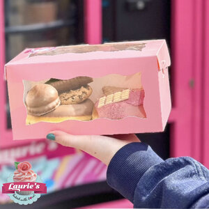Pink box for 2 cupcakes (25 pcs.)