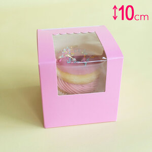 Cupcakedozen.nl Rosa Box für 1 Cupcake - Schaufenster (10 Stück)