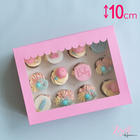Rosa Box für 12 Cupcakes - Schaufenster (10 Stück)