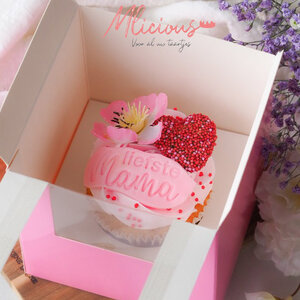 Cupcakedozen.nl Roze doos voor 1 cupcake - luifel (10 st)