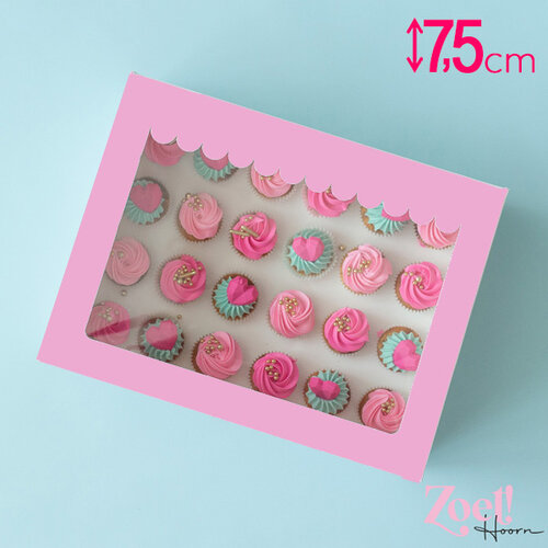 Cupcakedozen.nl Roze doos voor 24 minicupcakes - luifel (10 st)