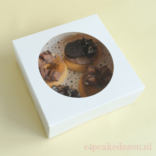 White cake box round window - 21x21x8 (25 pcs)