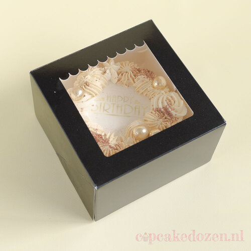 Cupcakedozen.nl Schwarze Bento Box - 16 x 16 x 10 cm + schaufenster (25 stück)