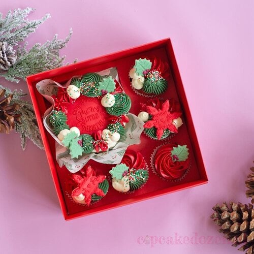 Cupcakedozen.nl Red Bento combination box with 5 cupcake insert and clear lid (10 pieces)