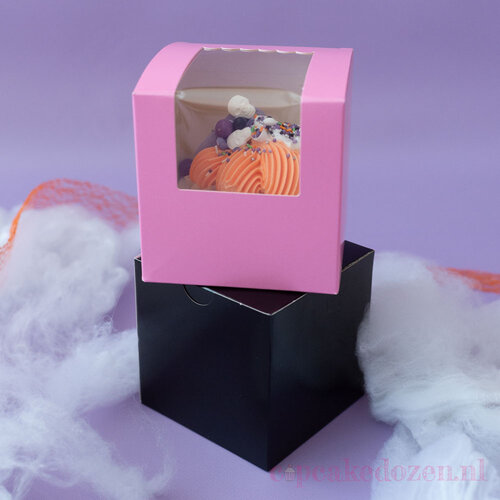 Cupcakedozen.nl Pink box for 1 cupcake - shop window (10 pcs)