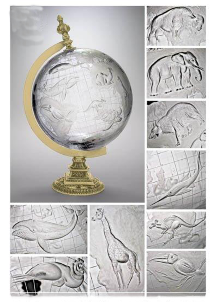 AP crystal Kristallen wereldbol met dieren