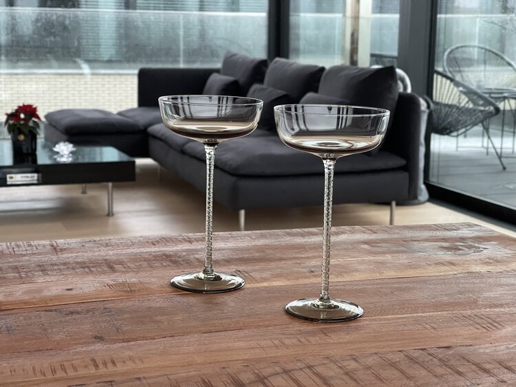 Skloglass Tangled champagnecoupe / 2st - Smoke