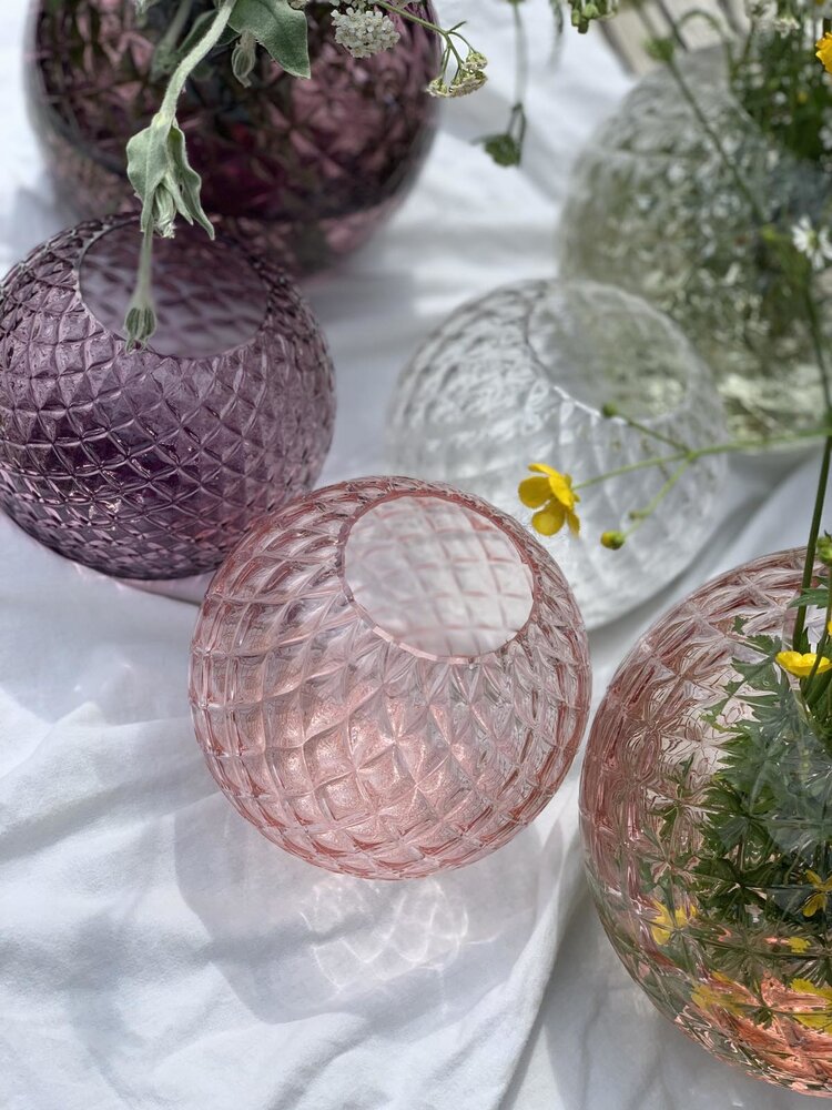 Skloglass Handgemaakt kristallen Dahlia bolvaas 150mm - Kristal