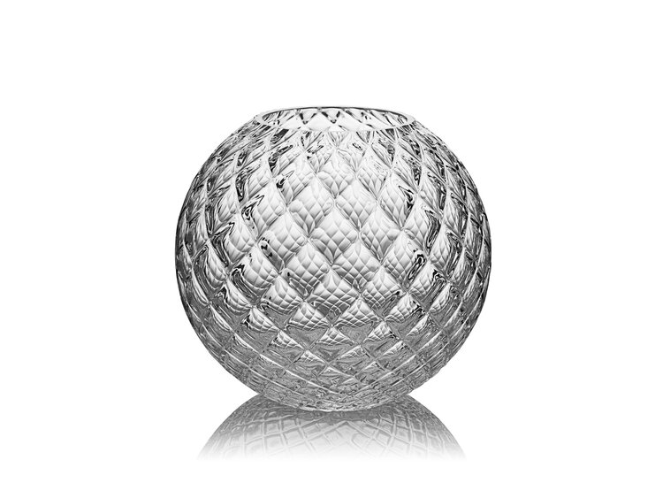 Skloglass Handgemaakt kristallen Dahlia bolvaas 150mm - Kristal