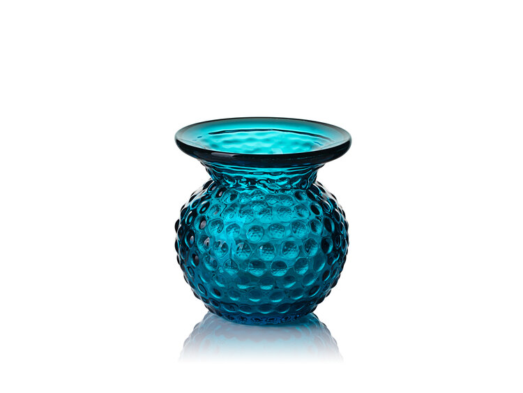 Skloglass Handgemaakt kristallen Lobelia vaas Aquamarijn