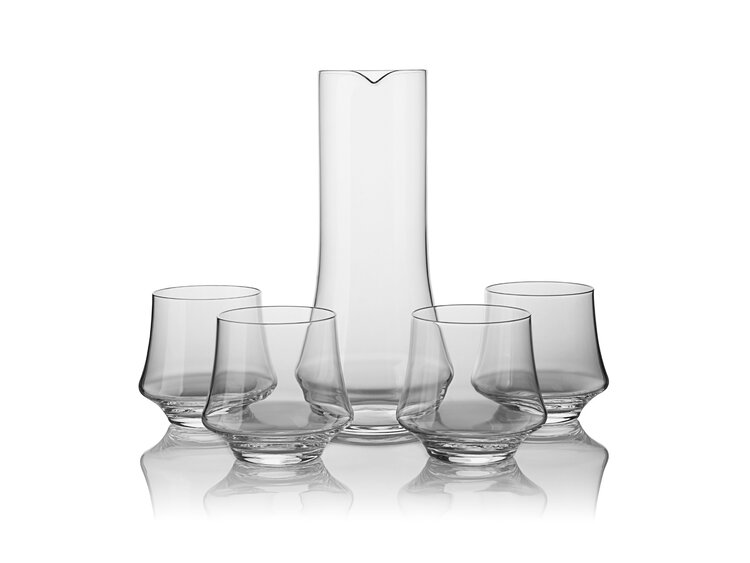 Skloglass Handgemaakte kristallen karaf met 4 glazen IRIS